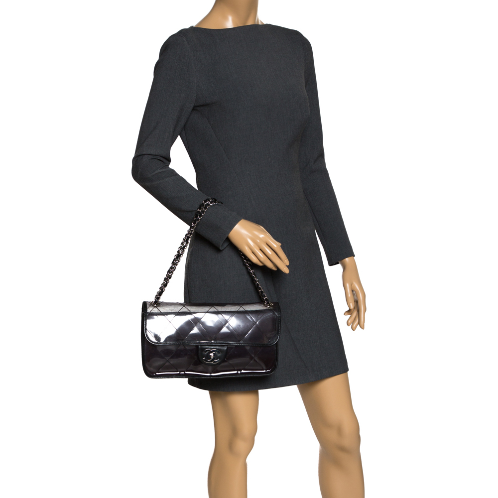 

Chanel Black Quilted Transparent PVC with Leather Trim Classic Flap Bag