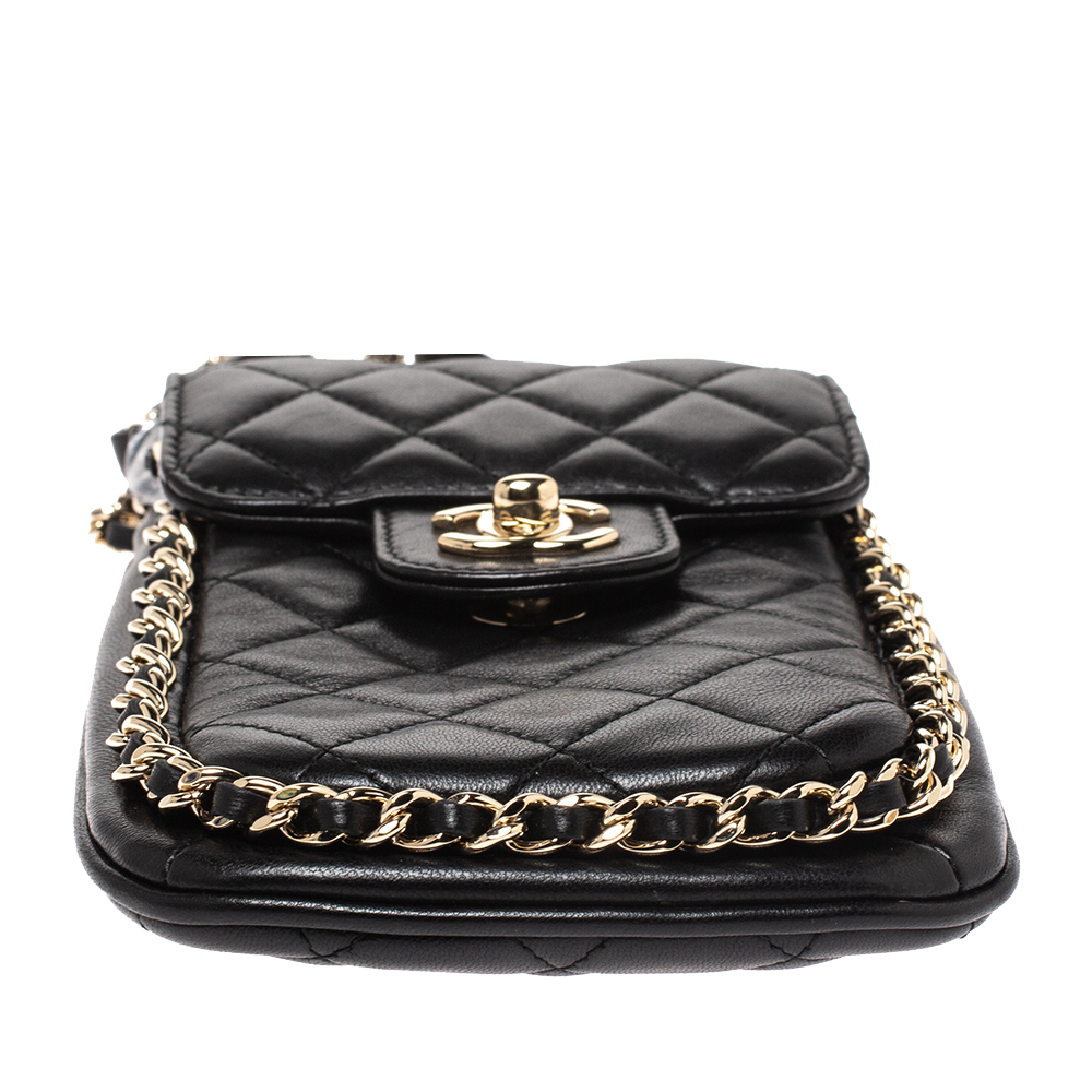 2.55 phone leather crossbody bag Chanel Black in Leather - 21064074