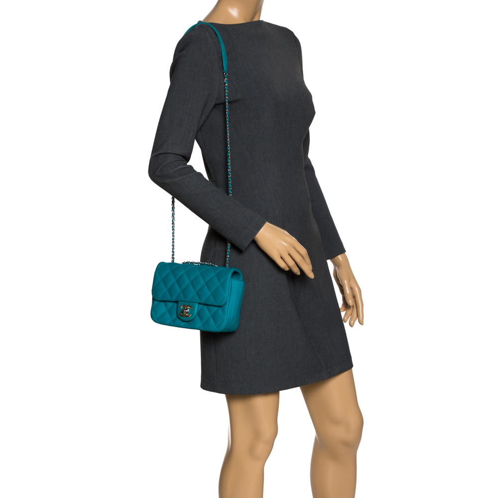

Chanel Turquoise Quilted Rubber Coco Rain Flap Bag, Green