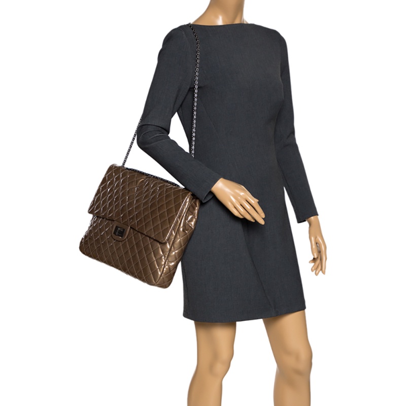 

Chanel Brown Quilted Patent Leather  2.55 Reissue Flap Bag