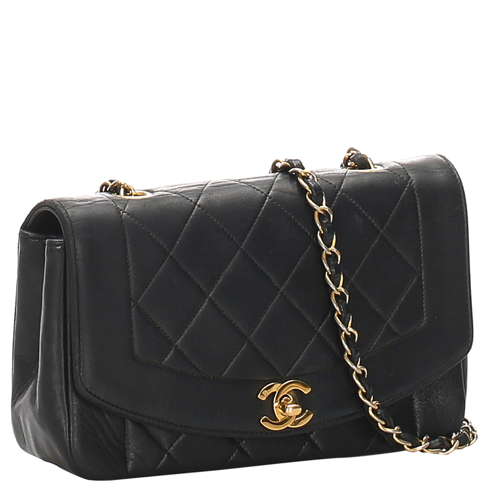 

Chanel Black Quilted Leather Diana Flap Crossbody Bag