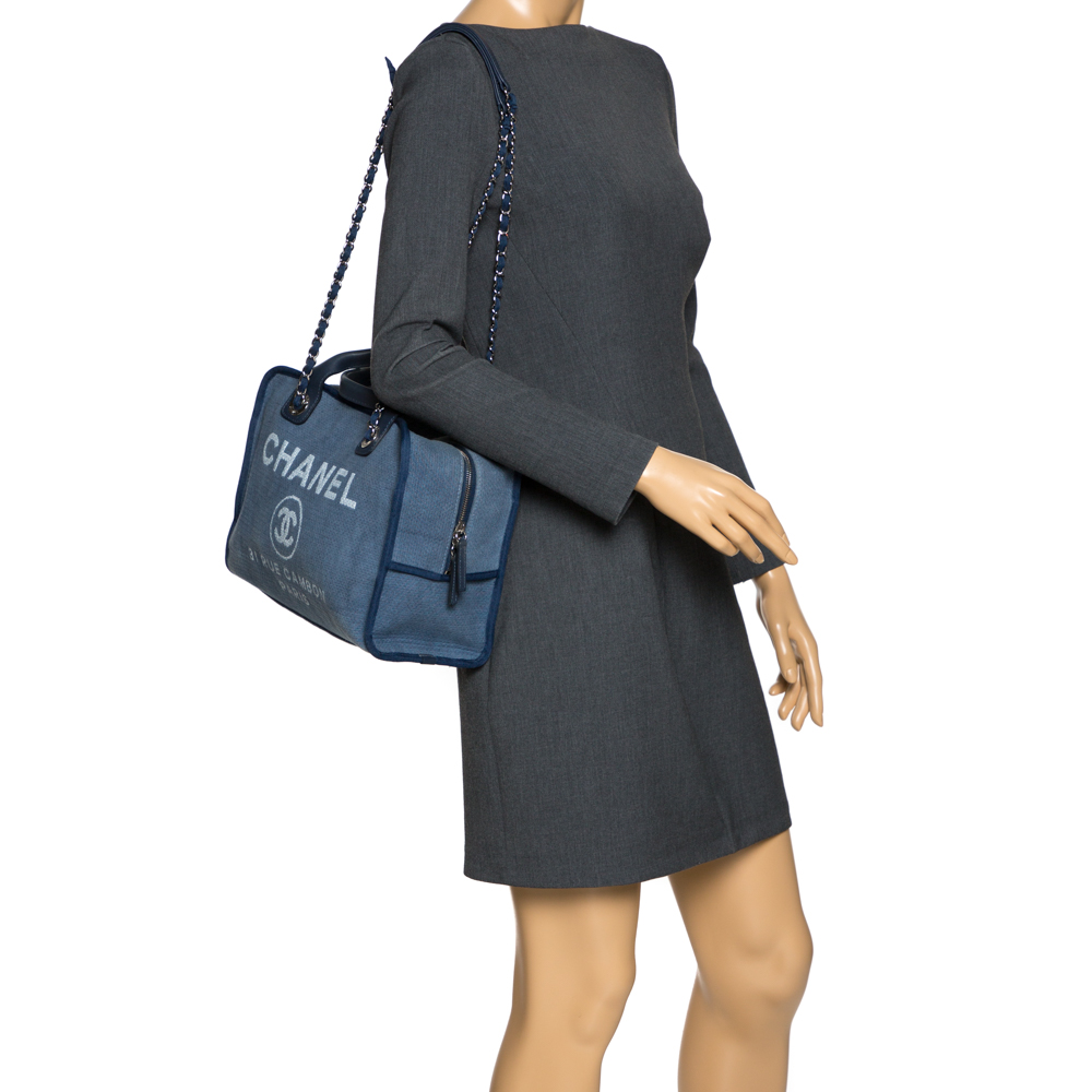 

Chanel Blue Denim and Leather Deauville Bowler Bag