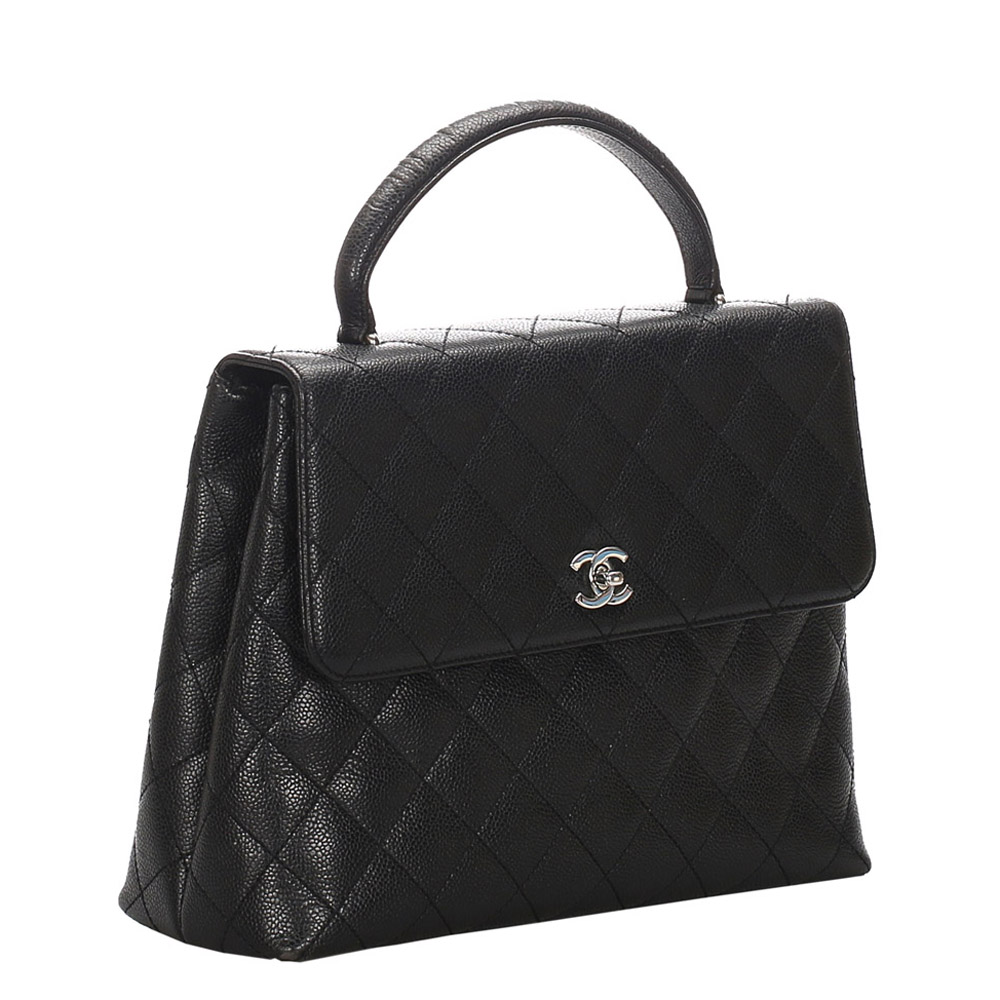 

Chanel Black Quilted Caviar Leather Bag