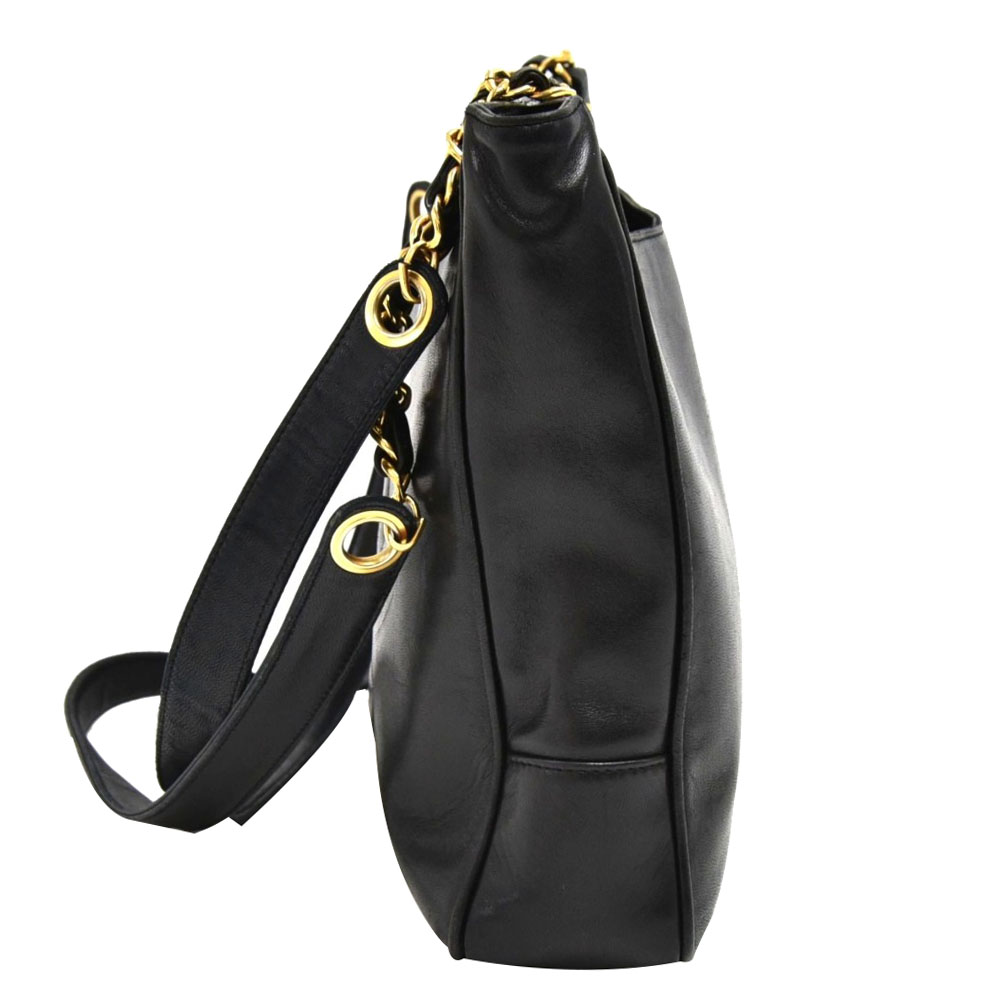 

Chanel Black Leather Double Pocket Vintage Tote