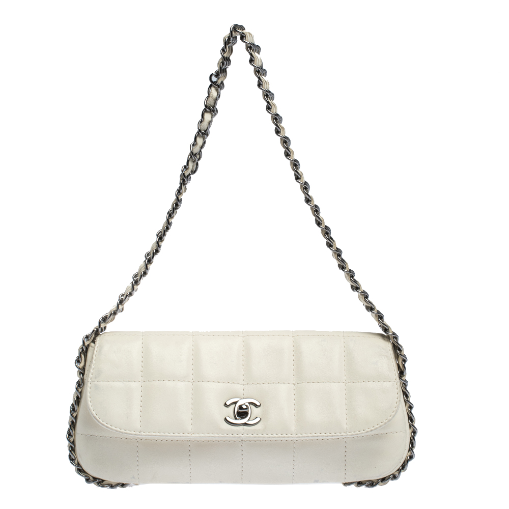 Chanel White Square Quilted Leather Multi Chain Classic Flap Bag Chanel |  TLC