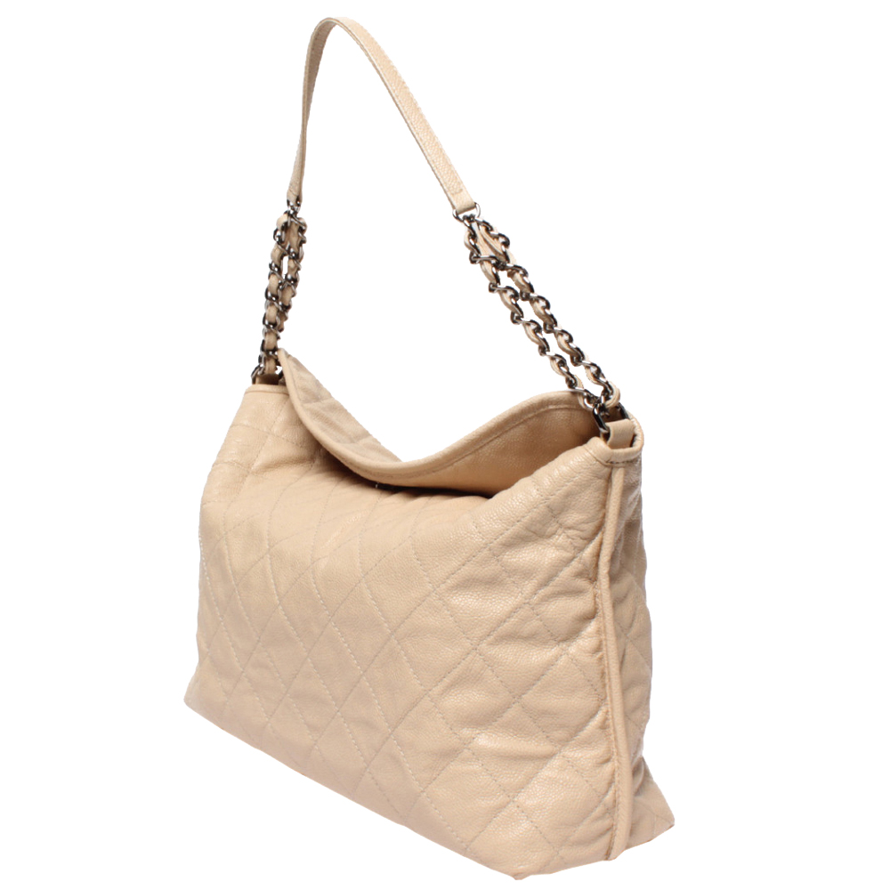 

Chanel Beige Caviar Leather Soft Shoulder Bag