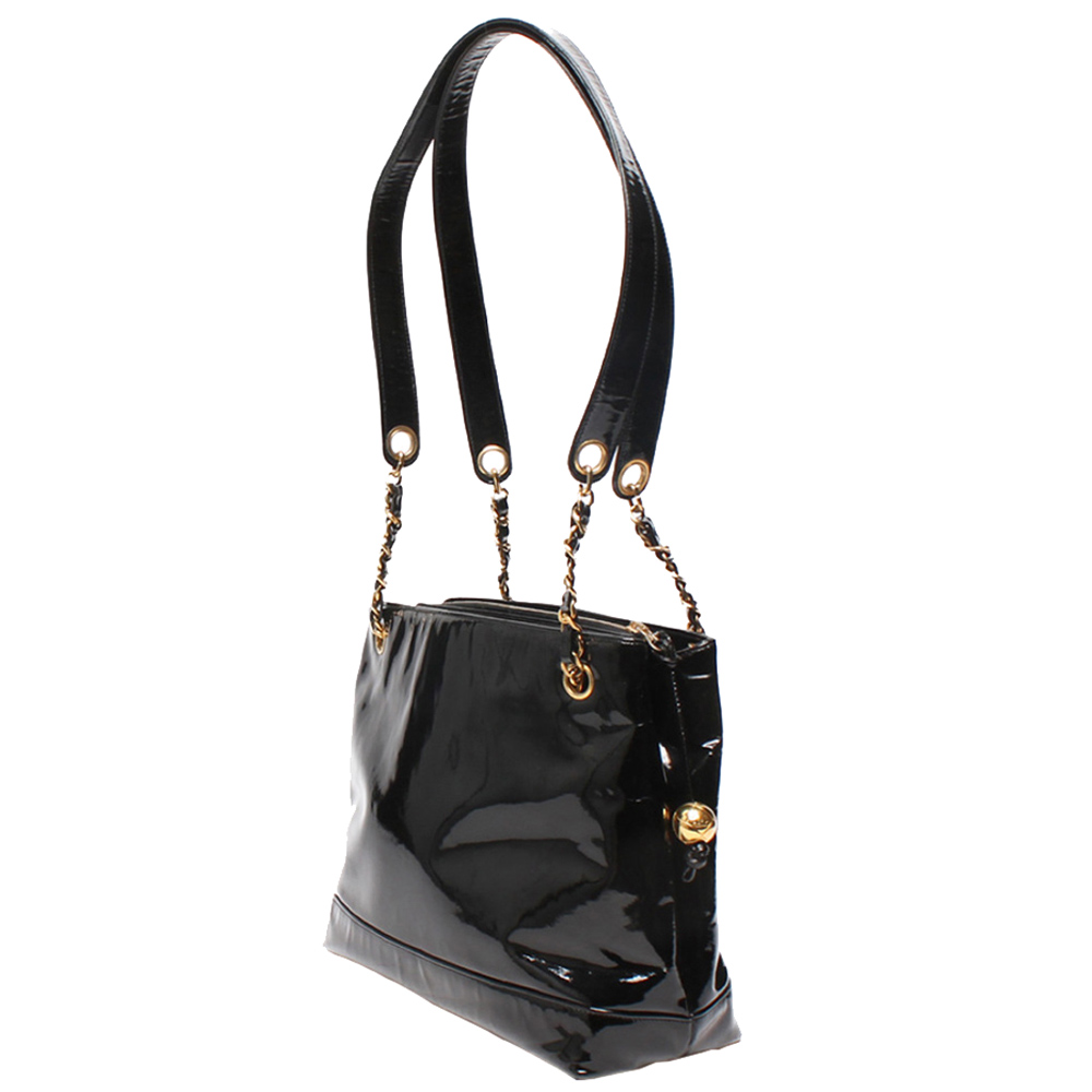 

Chanel Black Patent Leather Vintage Tote