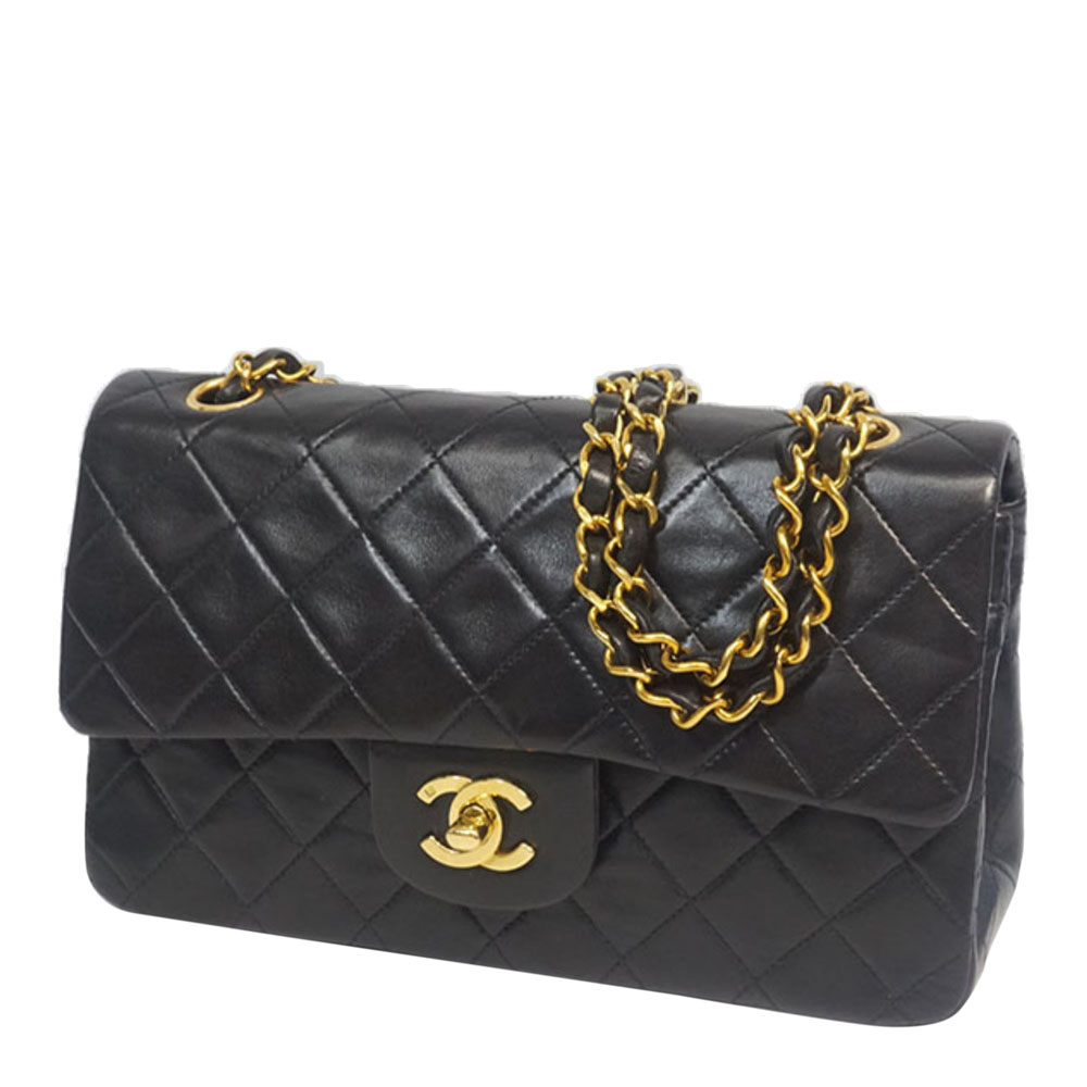 

Chanel Black Lambskin Leather Classic Small Double Flap Bag