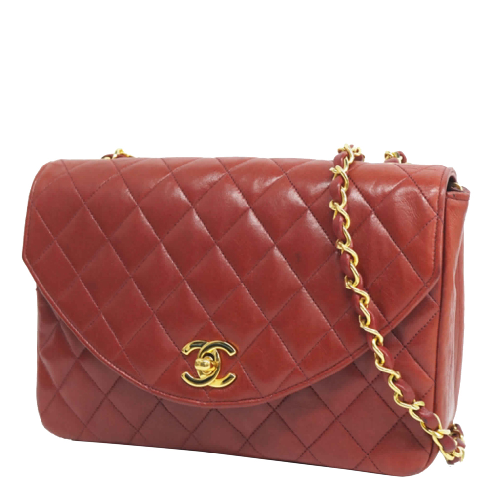 

Chanel Red Quilted Leather Small Lambskin Single Flap Bag