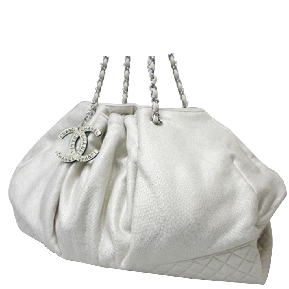 

Chanel White Jersey Cotton Melrose Bag
