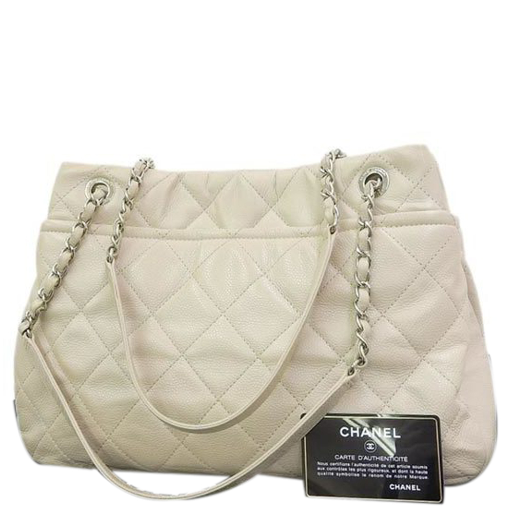 

Chanel White Caviar Matelasse Leather Timeless Soft Shopper Tote