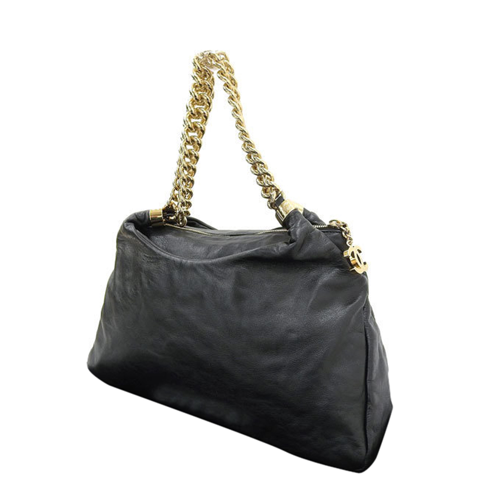 

Chanel Black Lambskin Leather Chain Rodeo Tote