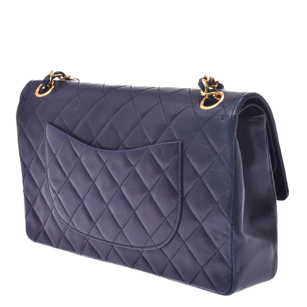 chanel flap bolsa navy blue