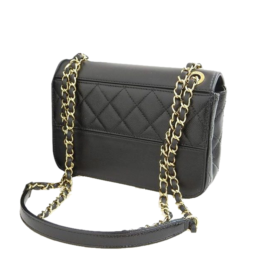 

Chanel Black Leather Chain Flap Bag