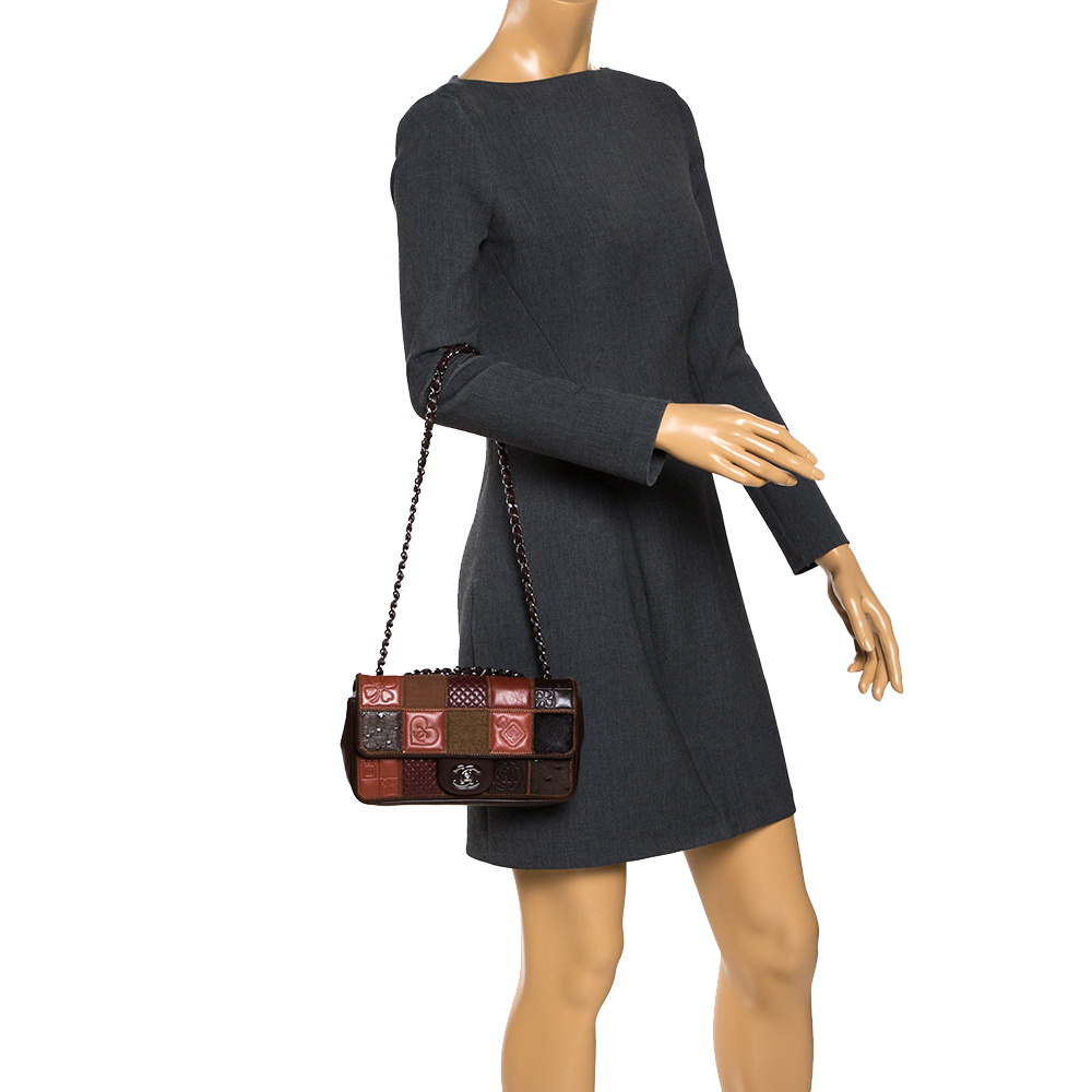 

Chanel Multicolor Leather Mixed Patchwork East West Flap Bag