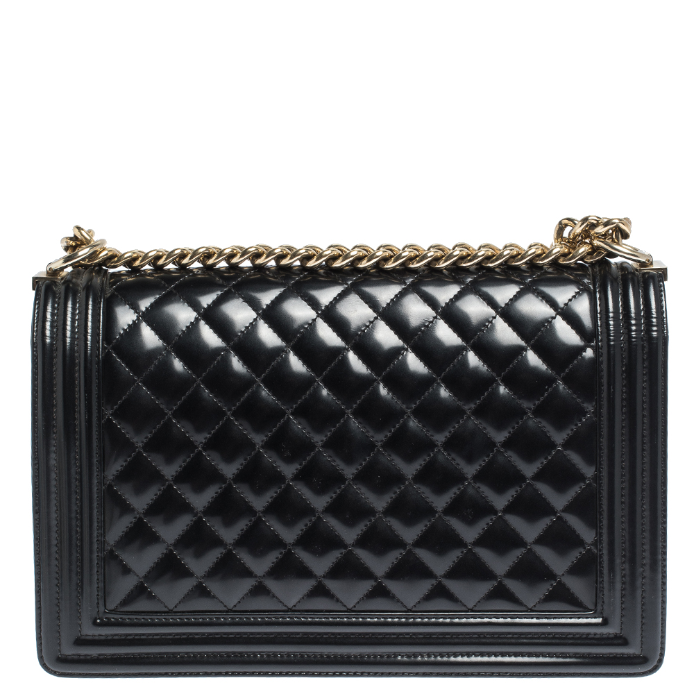 Chanel Black/Gold/White Quilted Leather Limited Edition Boy Flap Bag ...