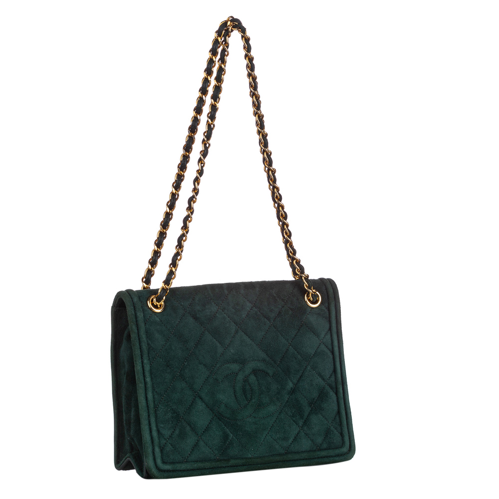 

Chanel Green CC Suede Shoulder Bag