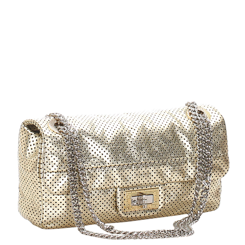 

Chanel Gold Perforated Drill Leather Flap Bag