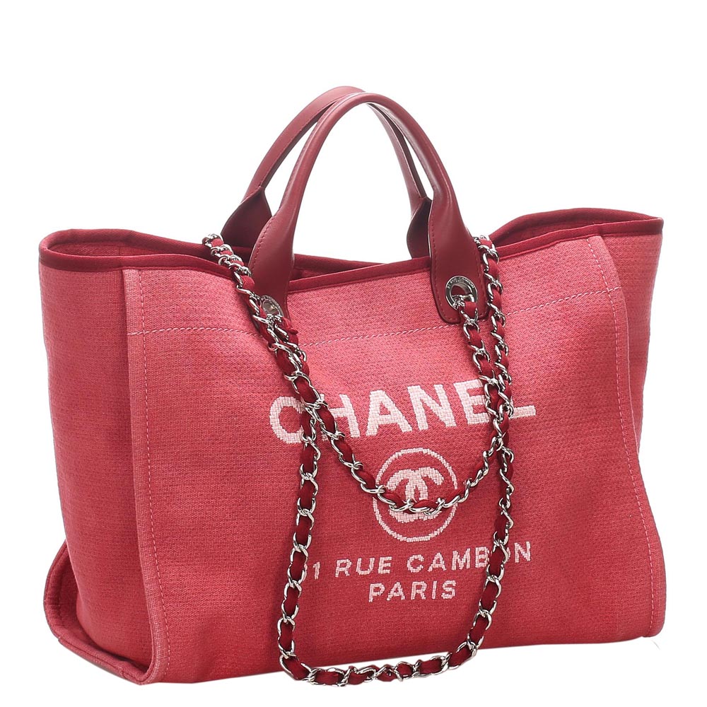 Chanel Red/White Deauville Canvas Tote Bag Chanel | TLC
