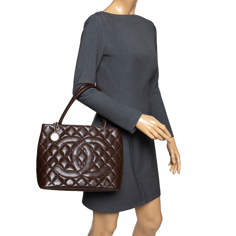 

Chanel Brown Quilted Caviar Leather Medallion Tote