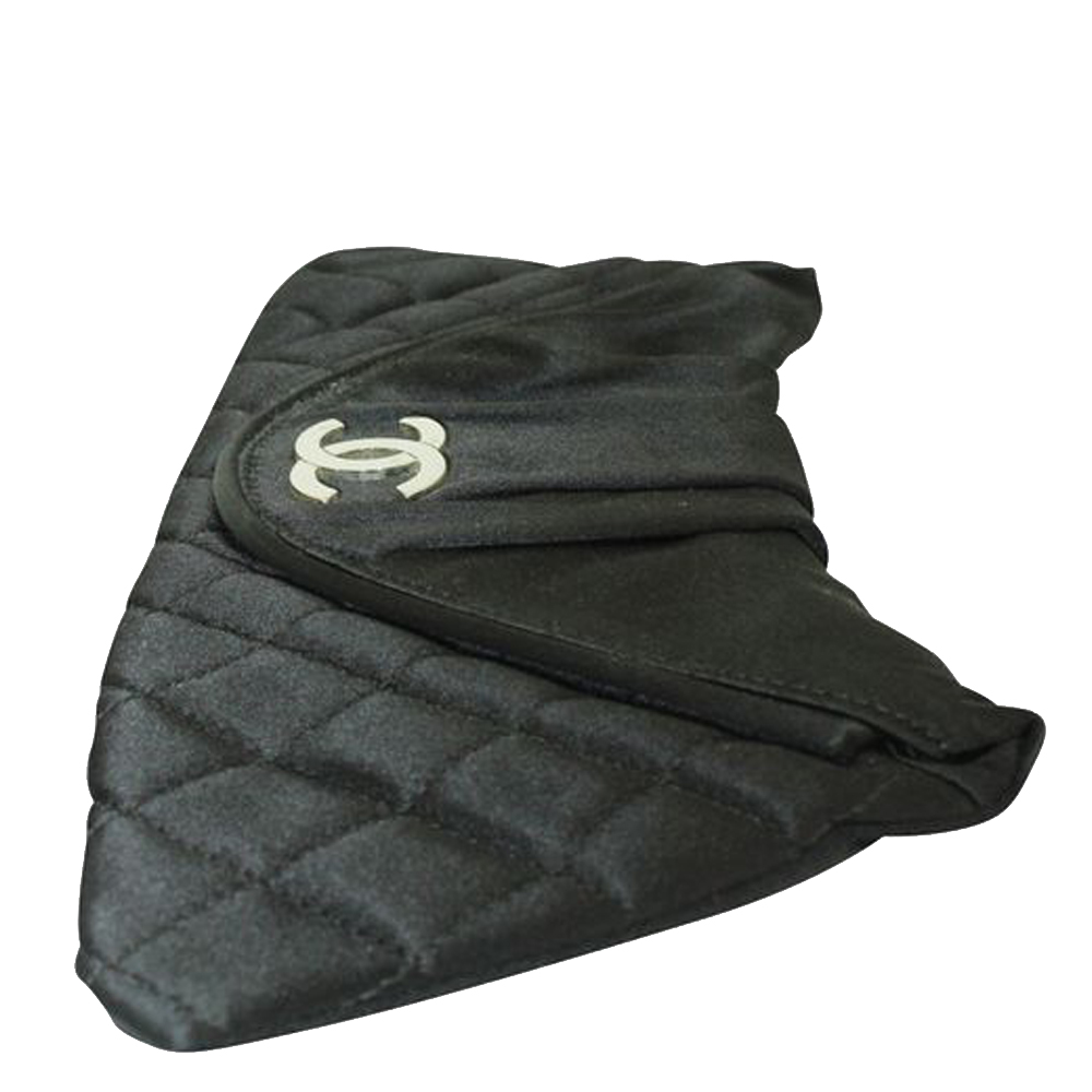 

Chanel Black Satin Half Moon Clutch Bag