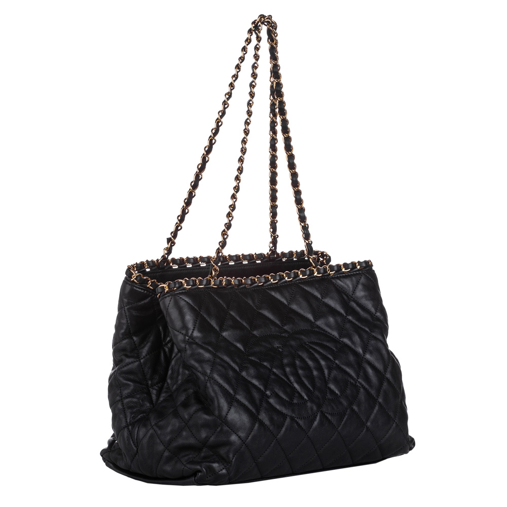 

Chanel Black Quilted Leather CC Chain Me Tote Bag