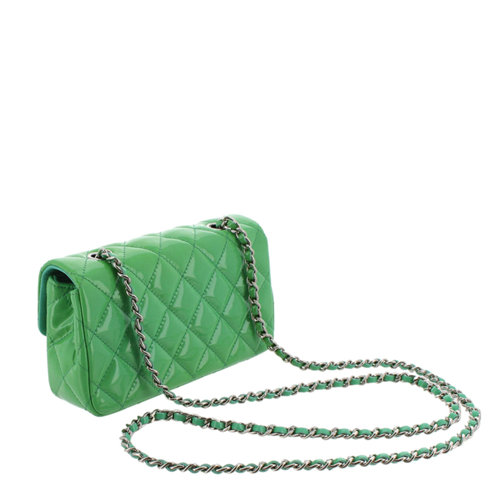 

Chanel Green Patent Leather Classic Mini Single Flap Bag