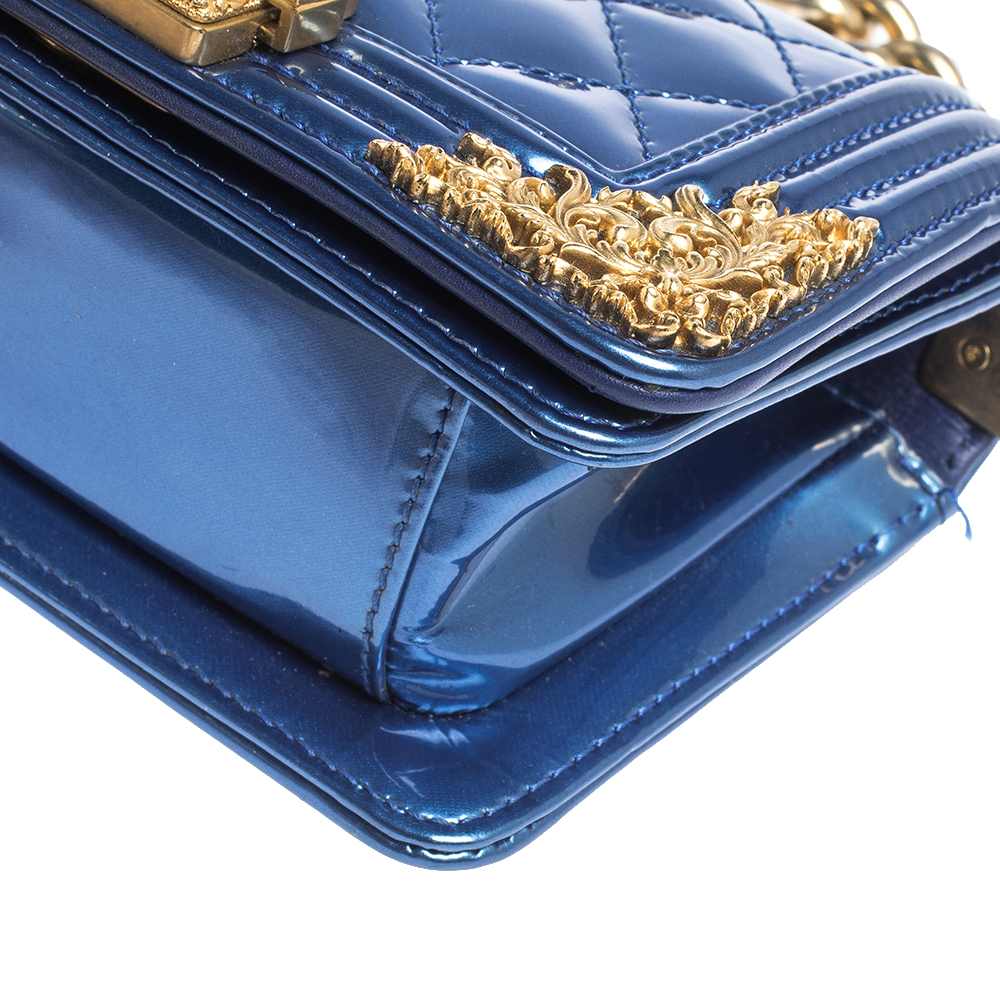 Chanel Royal Blue Patent Leather Mini Paris Dallas Boy Flap Bag Chanel