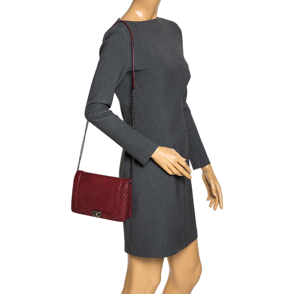 

Chanel Burgundy Leather Small Reverso Boy Bag
