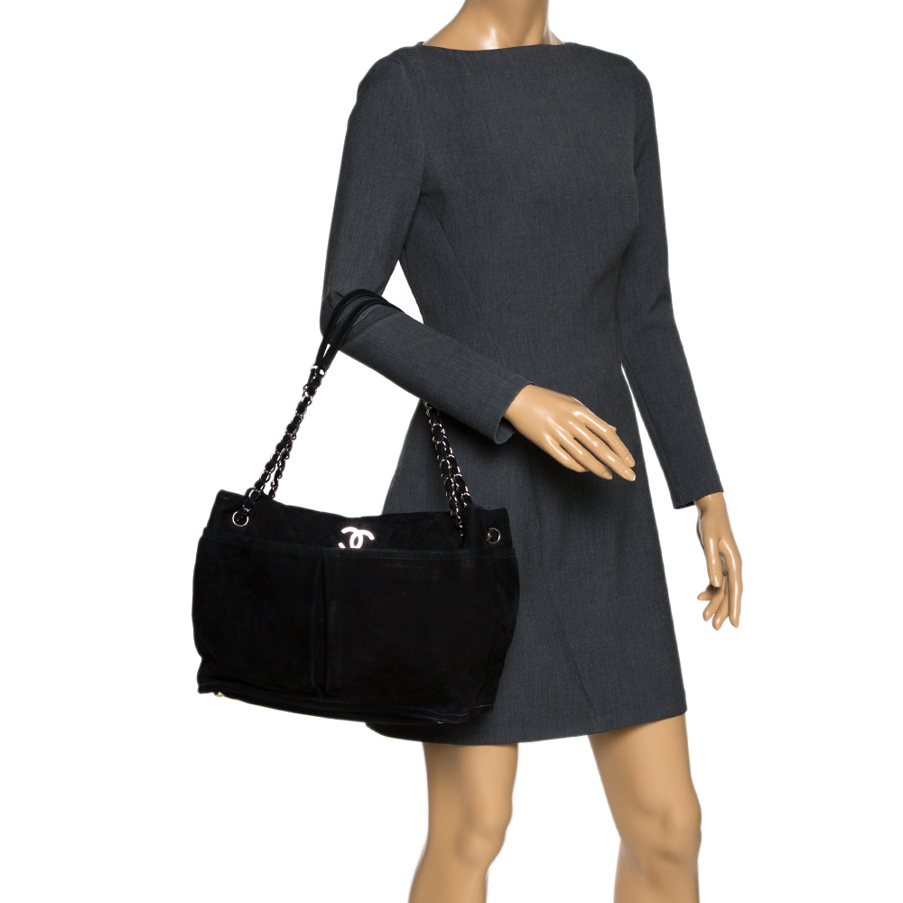 

Chanel Black Nubuck Leather Natural Beauty Tote Bag