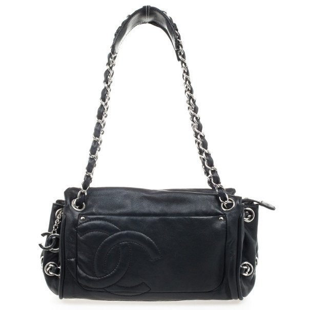 Pre Owned Chanel Black Lambskin Cruise Shoulder Bag
