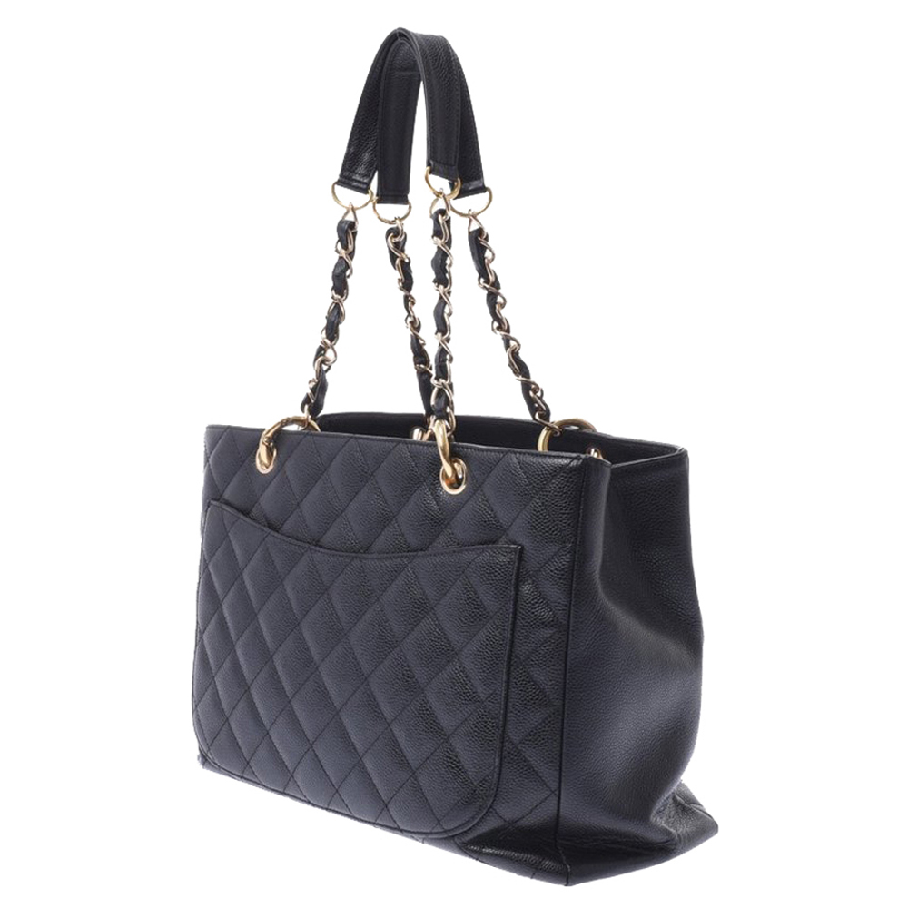 

Chanel Black Caviar Leather Grand Shopping Tote Bag