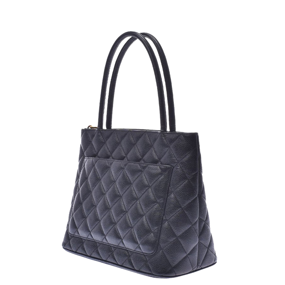 

Chanel Black Caviar skin Leather Medallion Tote Bag