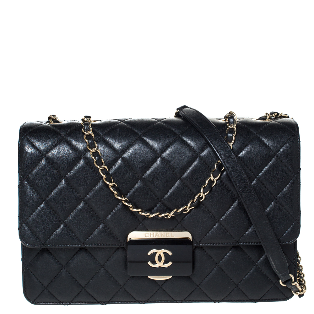 مملوكة مسبقًا Chanel Black Quilted Leather Beauty Lock Flap Bag