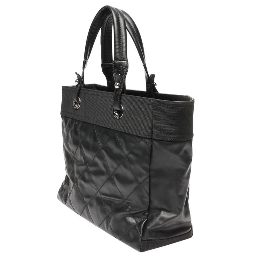 

Chanel Black Leather Nylon Paris Biarritz Tote Bag