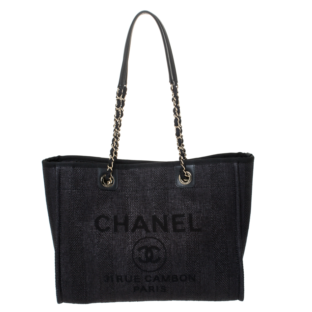 Chanel Black Straw and Leather Small Deauville Shopper Tote Chanel | TLC