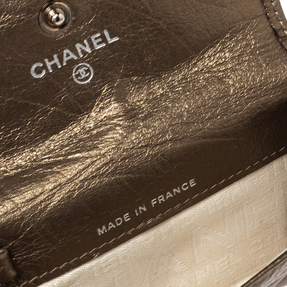 

Chanel Bronze Quilted Leather Cambon Key Case Holder, Metallic