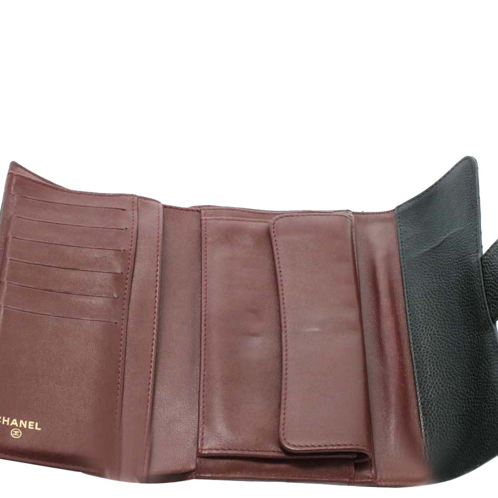 

Chanel Black Caviarskin Leather Long Wallet
