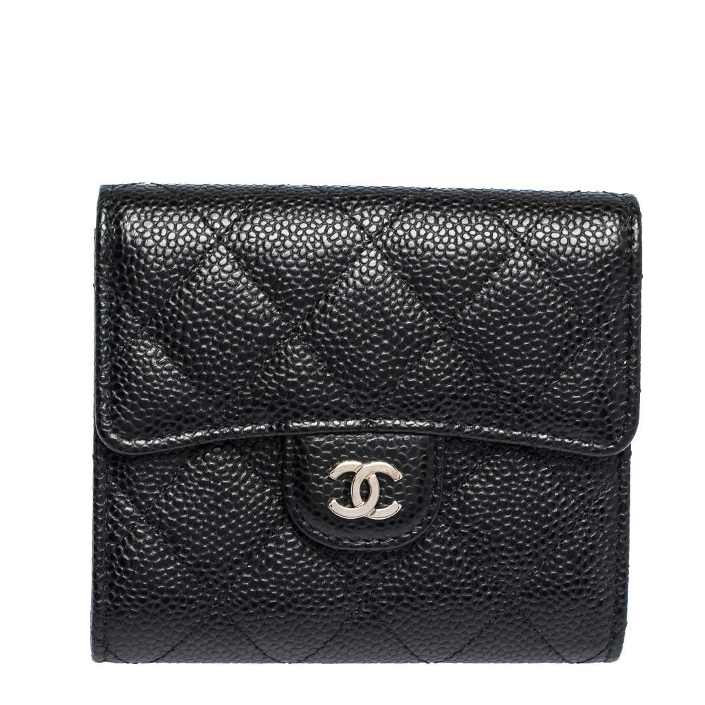 Chanel Black Quilted Caviar Leather Trifold Wallet Chanel TLC | atelier ...