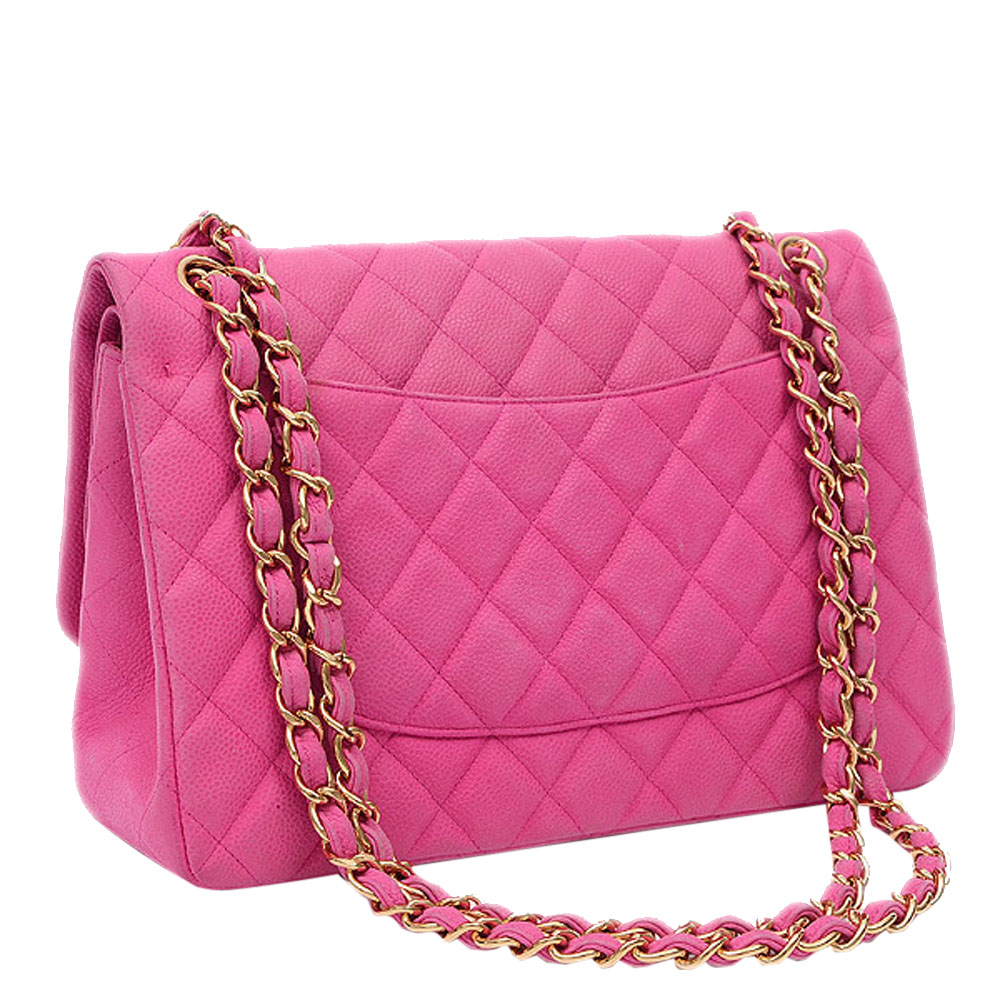 

Chanel Pink Caviarskin Quilted Leather Large Classic Shoulder Bag