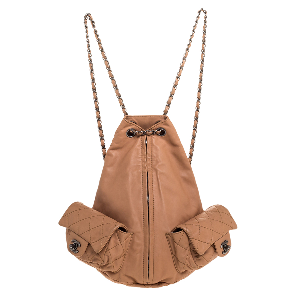 Pre Owned Chanel Beige Quilted Leather Small Backpack Is Back Backpack