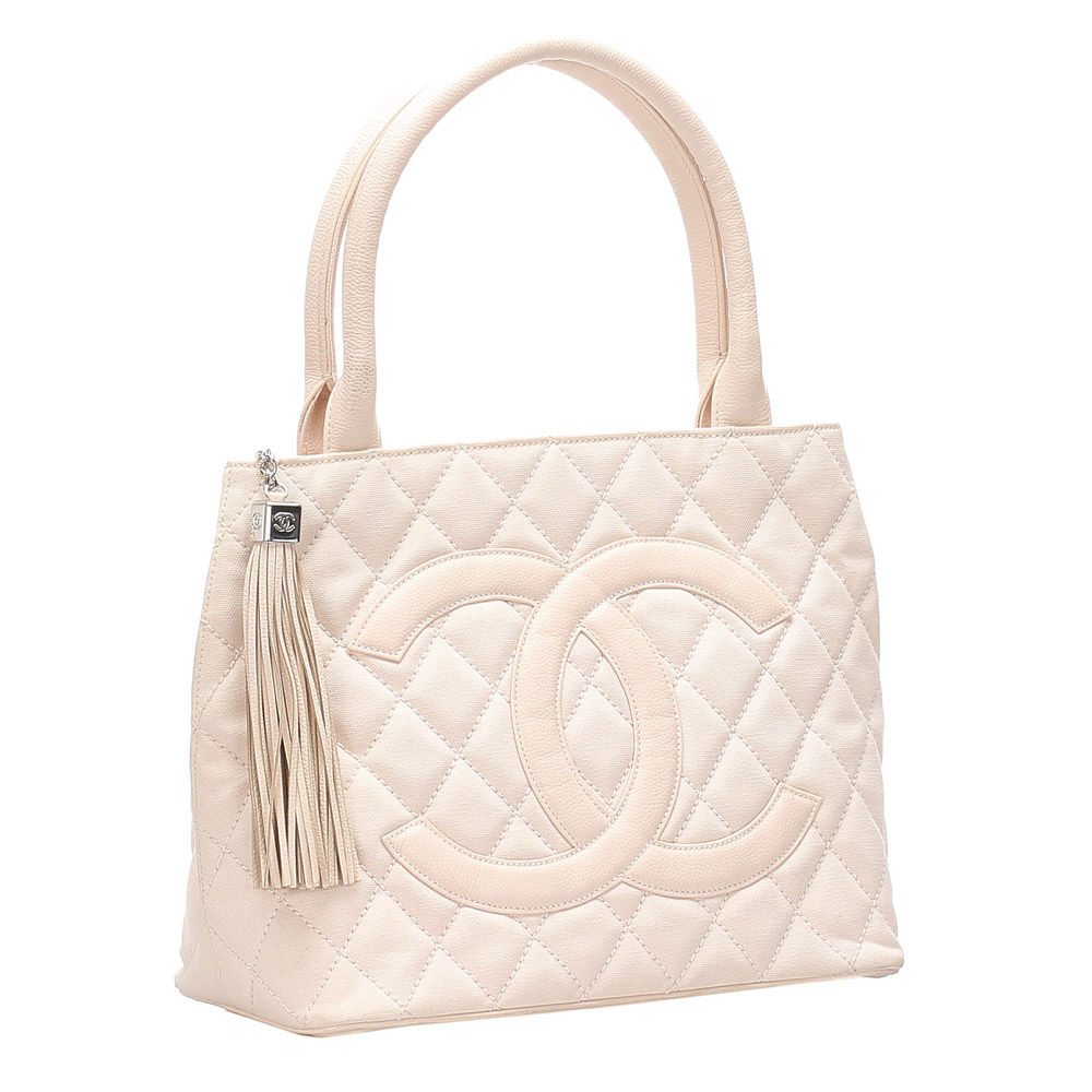 

Chanel Pink Leather Medallion Tote Bag, Brown