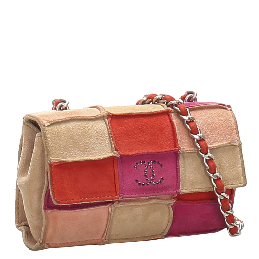 

Chanel Multicolor Leather Suede Choco Bar Patchwork Flap Bag