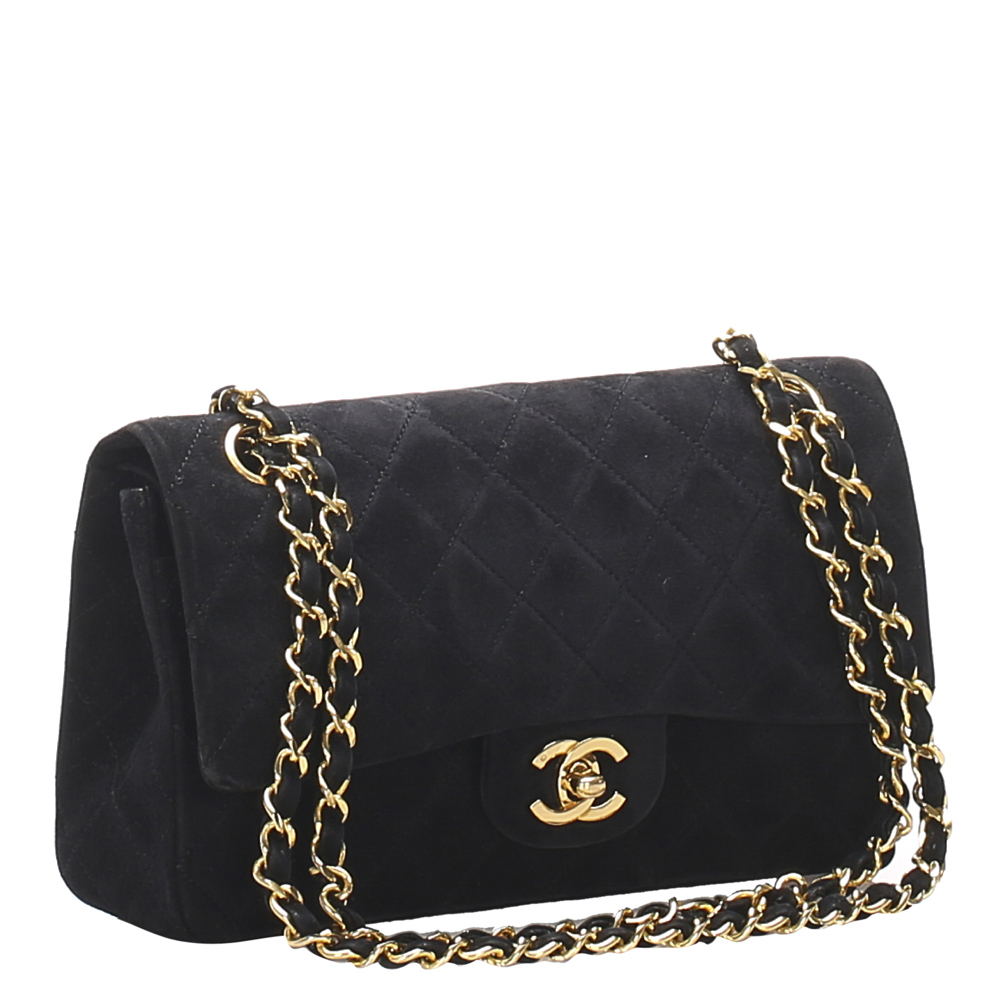 

Chanel Black Suede Classic Small Double Flap Bag
