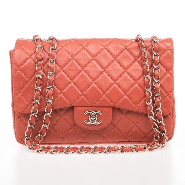 مملوكة مسبقًا Chanel Maxi Orange Lambskin Classic Flap Bag