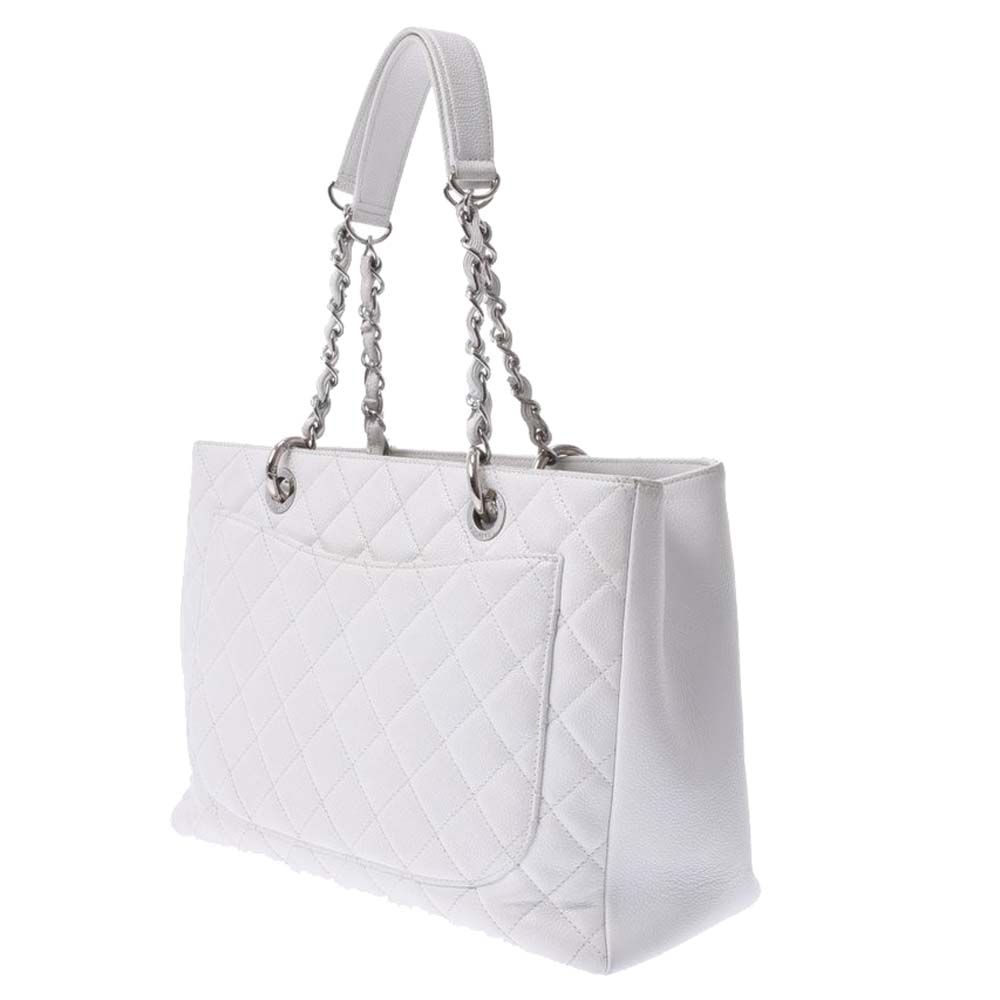 

Chanel White Matelasse Caviar Leather Grand Shopping Tote