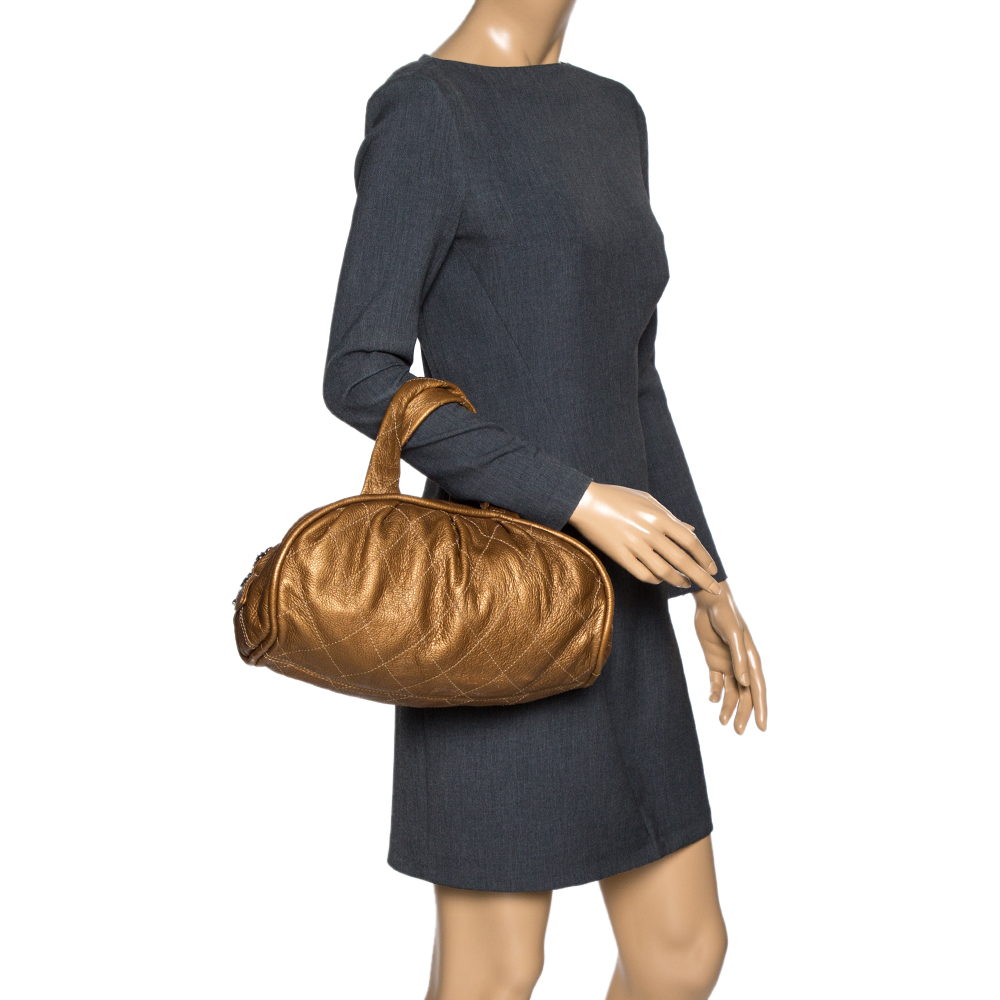 

Chanel Golden Brown Quilted Leather Bowler Bag