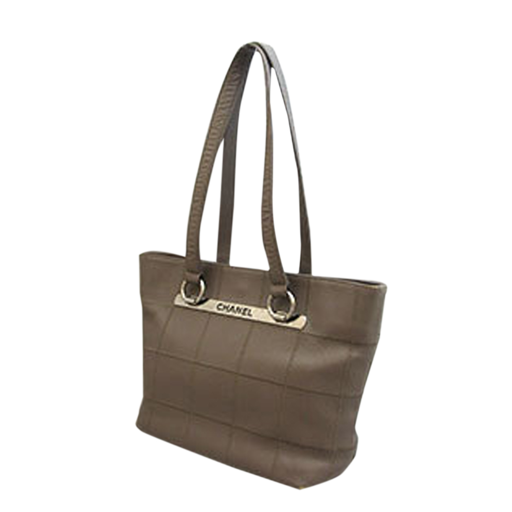 

Chanel Grey Leather Chocolate Bar Tote