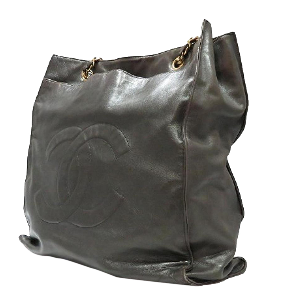 

Chanel Dark Brown Leather Vintage Tote Bag