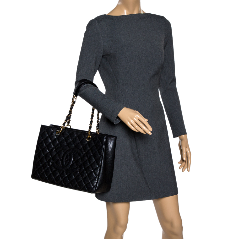 

Chanel Black Quilted Caviar Leather Grand Shopping Tote